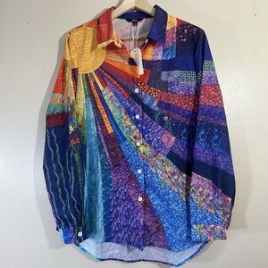 Shall We Women's L 3D Sun Top Bohemian Contemporary Hippie 70s NEW